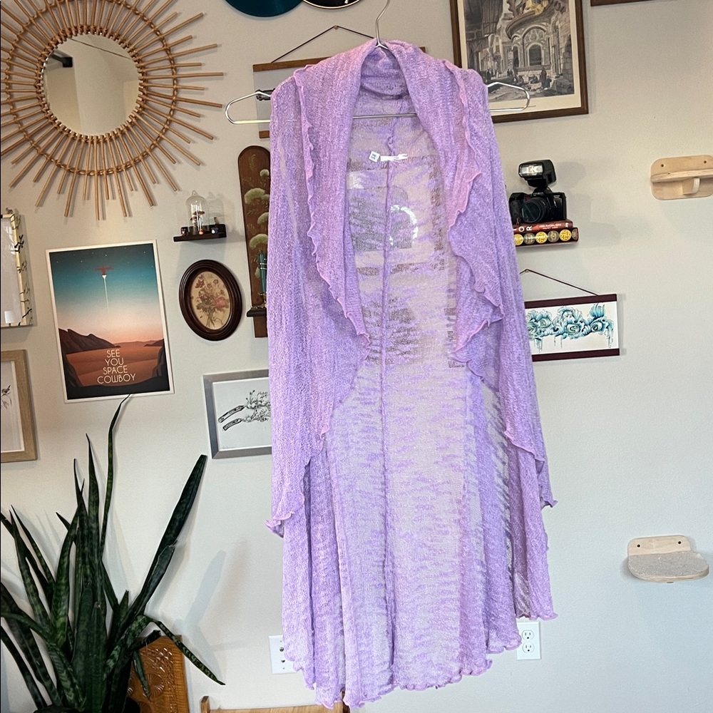 Lilac Purple Knit Cardigan Vest - One Size - Picture 4 of 7